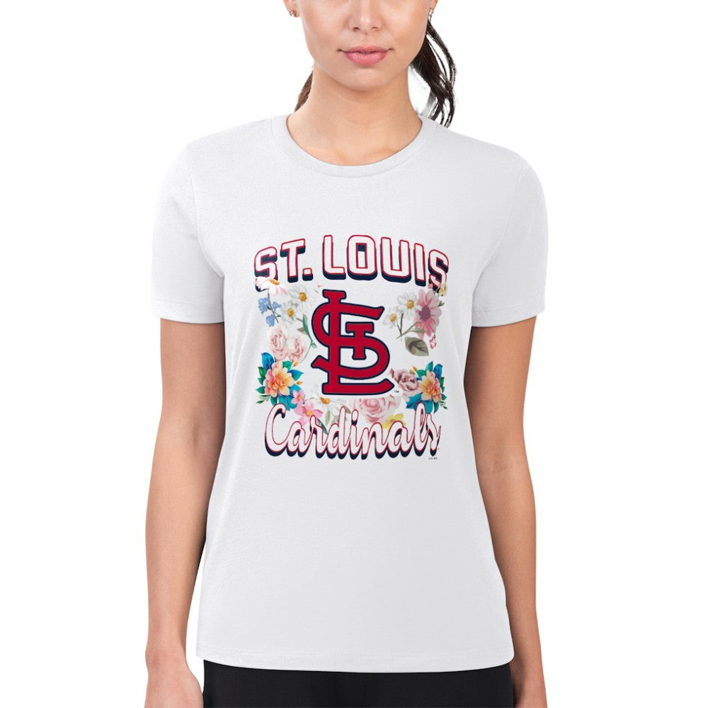 St. Louis Cardinals G-III 4Her by Carl Banks Women's Super-Slim Fit Lightweight Flowers Graphic T-Shirt - White - MLB on Sale