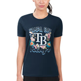 Tampa Bay Rays G-III 4Her by Carl Banks Women's Super-Slim Fit Lightweight Flowers Graphic T-Shirt - Navy - MLB Sale