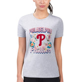 Philadelphia Phillies G-III 4Her by Carl Banks Women's Super-Slim Fit Lightweight Flowers Graphic T-Shirt - Heather Gray - MLB Online