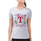 Texas Rangers G-III 4Her by Carl Banks Women's Super-Slim Fit Lightweight Flowers Graphic T-Shirt - Heather Gray - MLB Sale