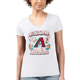 Arizona Diamondbacks G-III 4Her by Carl Banks Women's Super-Slim Fit Lightweight Flowers Graphic V-Neck T-Shirt - White - MLB Discount