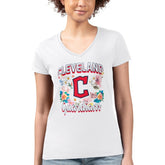 Cleveland Guardians G-III 4Her by Carl Banks Women's Super-Slim Fit Lightweight Flowers Graphic V-Neck T-Shirt - White - MLB Online