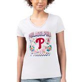 Philadelphia Phillies G-III 4Her by Carl Banks Women's Super-Slim Fit Lightweight Flowers Graphic V-Neck T-Shirt - White - MLB Discount