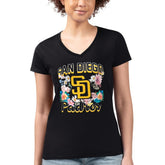 San Diego Padres G-III 4Her by Carl Banks Women's Super-Slim Fit Lightweight Flowers Graphic V-Neck T-Shirt - Black - MLB Online