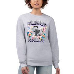 Colorado Rockies G-III 4Her by Carl Banks Women's Flowers Graphic Pullover Sweatshirt - Heather Gray - MLB Discount