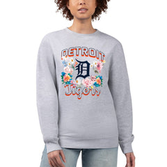 Detroit Tigers G-III 4Her by Carl Banks Women's Flowers Graphic Pullover Sweatshirt - Heather Gray - MLB Discount
