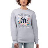 New York Yankees G-III 4Her by Carl Banks Women's Flowers Graphic Pullover Sweatshirt - Heather Gray - MLB Discount