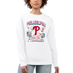 Philadelphia Phillies G-III 4Her by Carl Banks Women's Flowers Graphic Pullover Sweatshirt - White - MLB on Sale