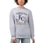 Kansas City Royals G-III 4Her by Carl Banks Women's Flowers Graphic Pullover Sweatshirt - Heather Gray - MLB Lifestyle