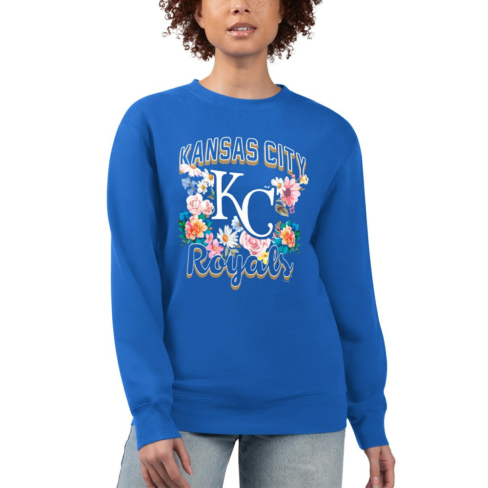 Kansas City Royals G-III 4Her by Carl Banks Women's Flowers Graphic Pullover Sweatshirt - Royal - MLB Discount
