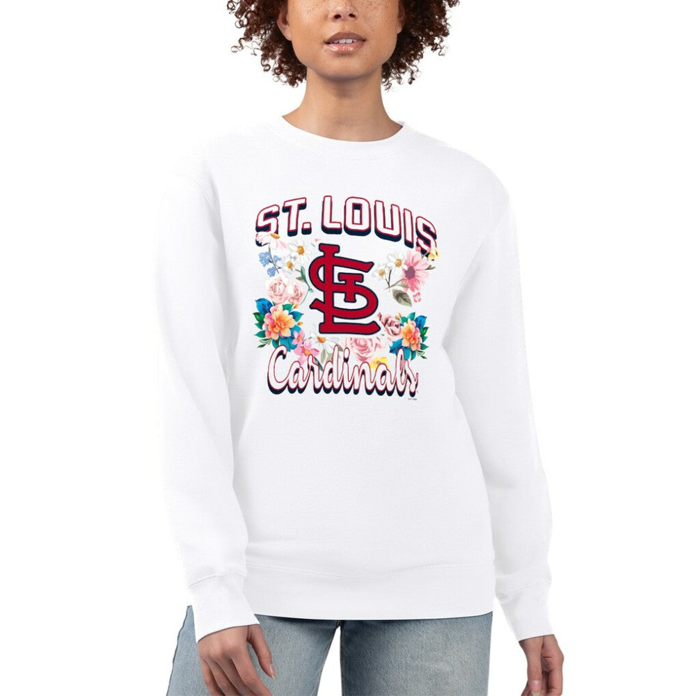 St. Louis Cardinals G-III 4Her by Carl Banks Women's Flowers Graphic Pullover Sweatshirt - White - MLB Lifestyle