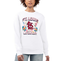 St. Louis Cardinals G-III 4Her by Carl Banks Women's Flowers Graphic Pullover Sweatshirt - White - MLB Lifestyle