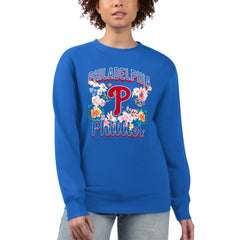 Philadelphia Phillies G-III 4Her by Carl Banks Women's Flowers Graphic Pullover Sweatshirt - Royal - MLB Lifestyle