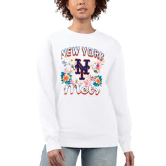 New York Mets G-III 4Her by Carl Banks Women's Flowers Graphic Pullover Sweatshirt - White - MLB Online