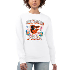 Baltimore Orioles G-III 4Her by Carl Banks Women's Flowers Graphic Pullover Sweatshirt - White - MLB Discount