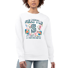 Seattle Mariners G-III 4Her by Carl Banks Women's Flowers Graphic Pullover Sweatshirt - White - MLB on Sale