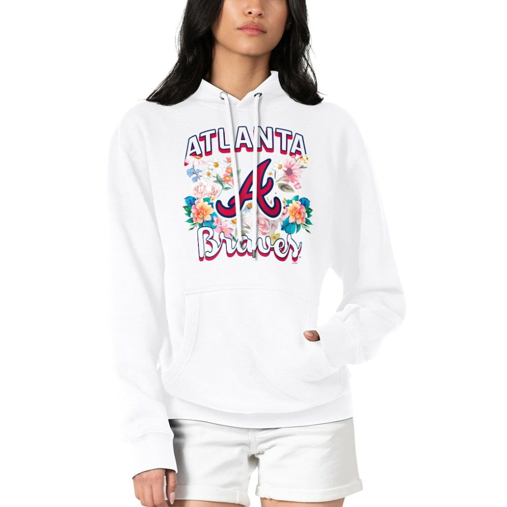 Atlanta Braves G-III 4Her by Carl Banks Women's Flowers Graphic Pullover Hoodie - White - MLB on Sale