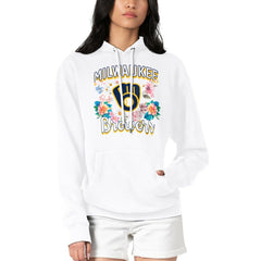 Milwaukee Brewers G-III 4Her by Carl Banks Women's Flowers Graphic Pullover Hoodie - White - MLB Sale