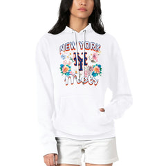 New York Mets G-III 4Her by Carl Banks Women's Flowers Graphic Pullover Hoodie - White - MLB Discount