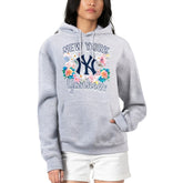 New York Yankees G-III 4Her by Carl Banks Women's Flowers Graphic Pullover Hoodie - Heather Gray - MLB on Sale
