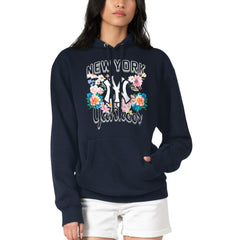 New York Yankees G-III 4Her by Carl Banks Women's Flowers Graphic Pullover Hoodie - Navy - MLB Lifestyle