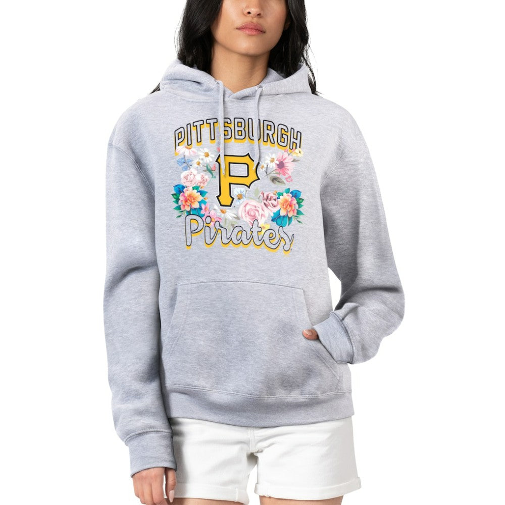 Pittsburgh Pirates G-III 4Her by Carl Banks Women's Flowers Graphic Pullover Hoodie - Heather Gray - MLB Discount