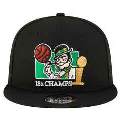 Boston Celtics Lucky 18x Champs 9FIFTY Snapback Hat Black | New Era Near Me