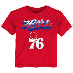 Philadelphia 76ers Youth Bubbly Script T-Shirt Red