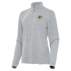Green Bay Packers Antigua Women's Mentor Quarter-Zip Jacket Heather Gray