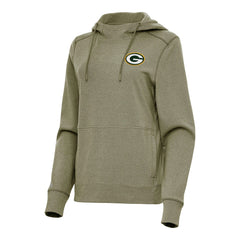 Green Bay Packers Antigua Women's Justice Pullover Hoodie Heather Olive