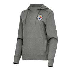 Pittsburgh Steelers Antigua Women's Justice Pullover Hoodie Heather Black