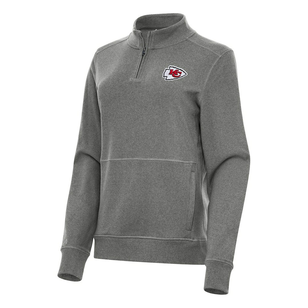 Kansas City Chiefs Antigua Women's Crush Quarter-Zip Jacket Heather Black
