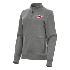 Kansas City Chiefs Antigua Women's Crush Quarter-Zip Jacket Heather Black
