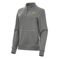 Minnesota Vikings Antigua Women's Crush Quarter-Zip Jacket Heather Black