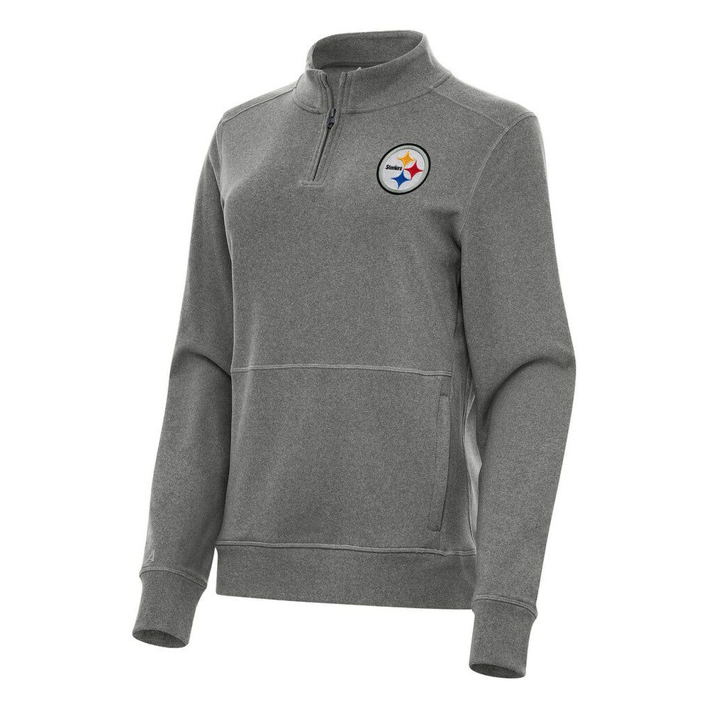 Pittsburgh Steelers Antigua Women's Crush Quarter-Zip Jacket Heather Black