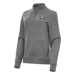 Philadelphia Eagles Antigua Women's Crush Quarter-Zip Jacket Heather Black