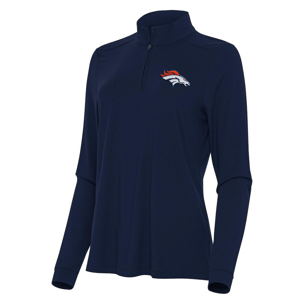 Denver Broncos Antigua Women's Intent Quarter-Zip Sweatshirt Navy
