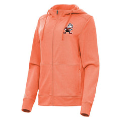 Cleveland Browns Antigua Women's Seeker Full-Zip Hoodie Jacket Heather Orange