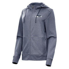 Seattle Seahawks Antigua Women's Seeker Full-Zip Hoodie Jacket Heather College Navy