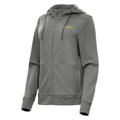 Los Angeles Chargers Antigua Women's Seeker Full-Zip Hoodie Jacket Heather Charcoal
