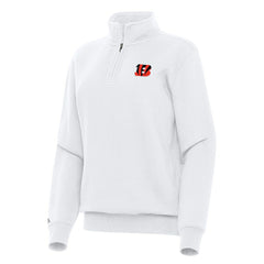 Cincinnati Bengals Antigua Women's Victory Quarter-Zip Top White