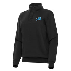 Detroit Lions Antigua Women's Victory Quarter-Zip Top Black