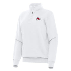 Kansas City Chiefs Antigua Women's Victory Quarter-Zip Top White