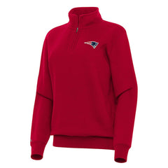 New England Patriots Antigua Women's Victory Quarter-Zip Top Red