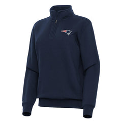 New England Patriots Antigua Women's Victory Quarter-Zip Top Navy