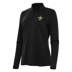 New Orleans Saints Antigua Women's Reprocess Quarter-Zip Top Black