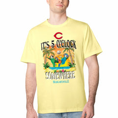 Cincinnati Reds Margaritaville Five O'Clock Graphic T-Shirt - Yellow - MLB Lifestyle
