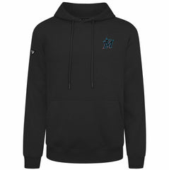 Miami Marlins Levelwear Podium Primary Pullover Hoodie - Black - MLB on Sale