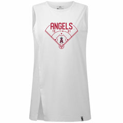Los Angeles Angels Levelwear Women's Influx Home Field Tank Top - White - MLB Lifestyle