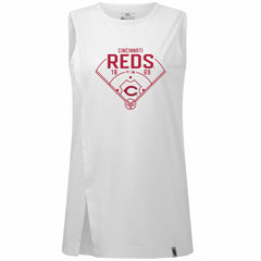 Cincinnati Reds Levelwear Women's Influx Home Field Tank Top - White - MLB Lifestyle